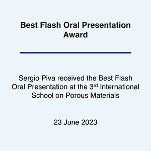2023 Piva Best Flash Oral Presentation at 3rd International School on Porous Materials