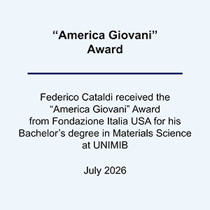 2026 Federico Cataldy received the "America Giovani" Award from Fondazione Italia USA